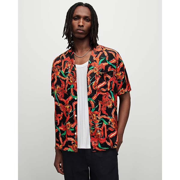 Allsaints Australia Mens Mesquida Floral Shirt Black AU23-867